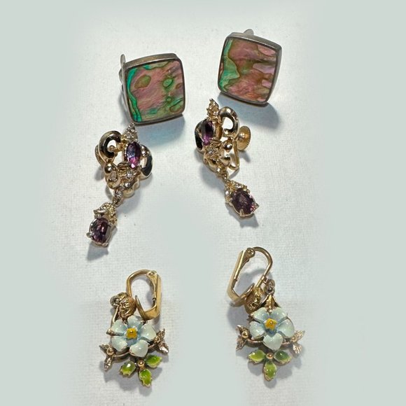 No problem if You Don't have Pierced Ears!  Lot of 3 non-pierced lovely earrings - Picture 2 of 7